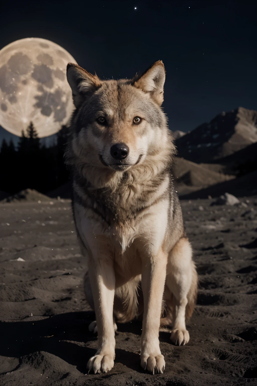 Wolf on the moon