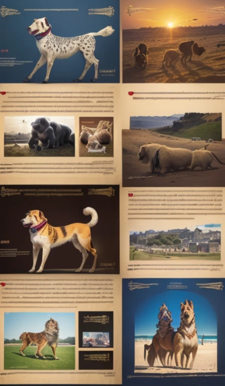 Maltese, , Retrieve, (((cartazes, planfetos, adesivos, propaganda, capa de revista, page with collage of photos of animals and texts