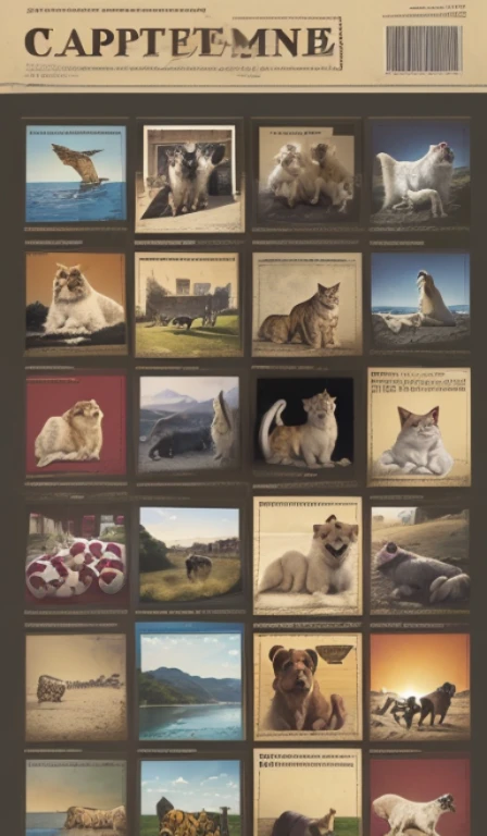 Maltese, , Retrieve, (((cartazes, planfetos, adesivos, propaganda, capa de revista, page with collage of photos of animals and texts

