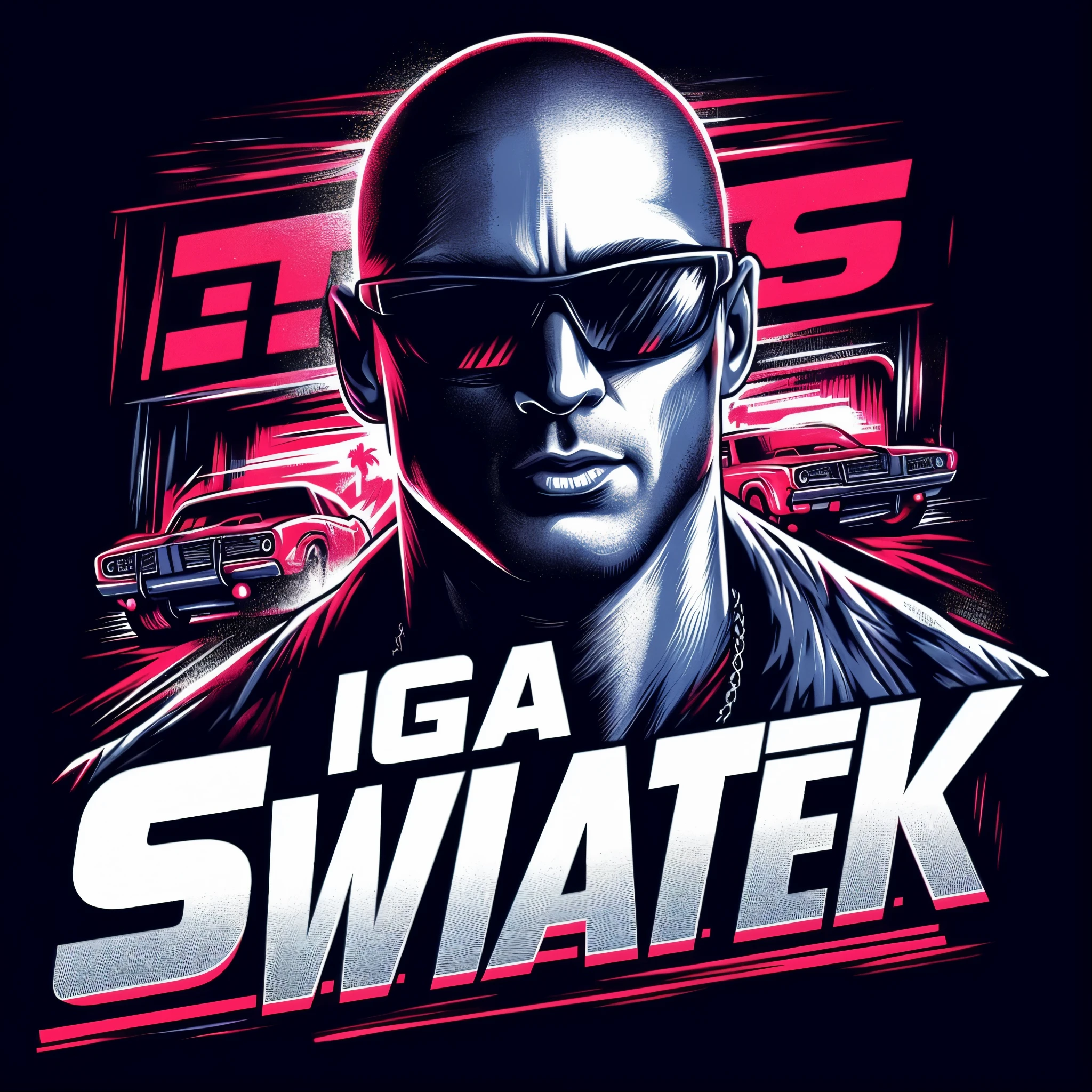 a close up of a man wearing sunglasses and a black shirt, gintas galvanauskas, 2 d game art gta cover, 2d game art gta cover, movie poster character, official poster artwork, smug smirk, official artwork, inspired by Franciszek Smuglewicz, snk, big smirk, official illustration