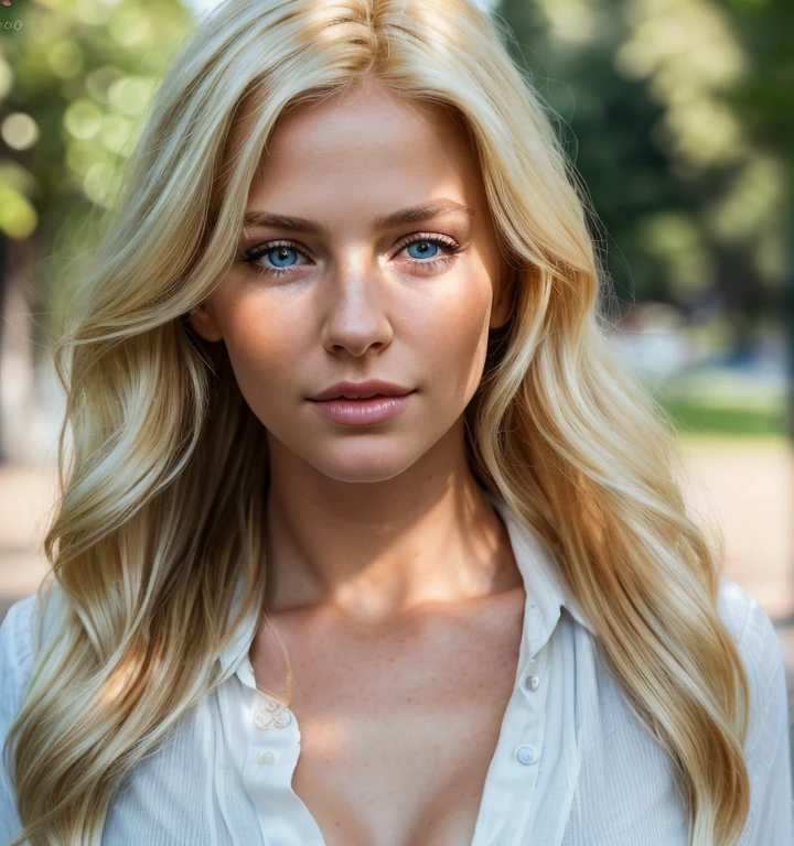 Hair blonde, HD , Photography, movie, cinematic, full Body, Realistic, (8k, RAW photo, best quality, masterpiece:1.2), (realistic, photo-realistic:1.33), best quality, detailed eyes blue, cute,natural lighting, depth of field, film grain, wrinkled skin, sharp, detailed and realistic portrait of a woman ,(freckles:0.5), walking in belgrade