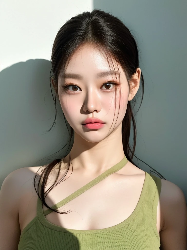 Full HD, 8k, um close up de uma mulher com cabelo comprido usando um top verde, jennie blackpink, linda mulher sul-coreana, Heonhwa Choe, Jinyoung Shin, Lee Ji-eun, Lee Ji-eun, estacionar a partir de-min, Sha Xi, gongbi, Lulu Chen, wenfei you, jaeyeon nam, atriz feminina da Coreia, linda jovem coreana