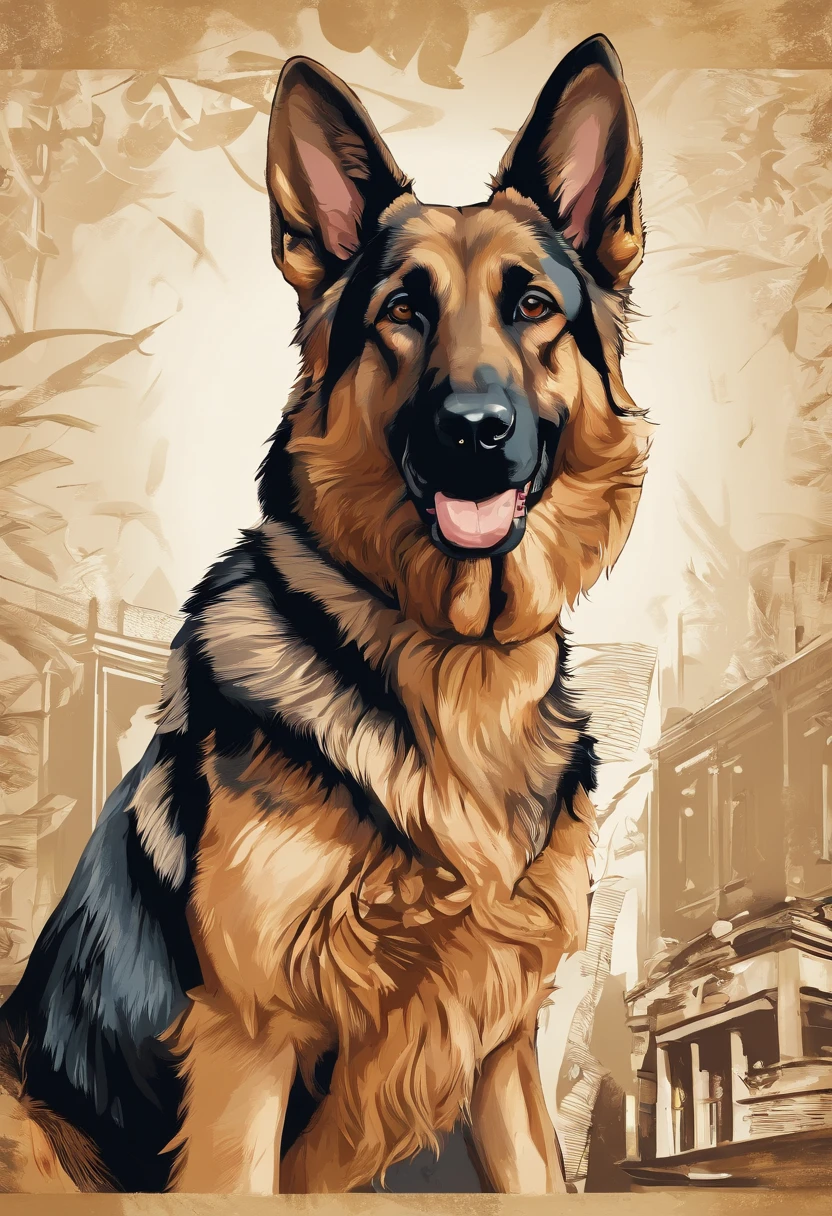 German Shepherd dog, Retrieve, (((cartazes, planfetos, adesivos, propaganda, revista.)))
