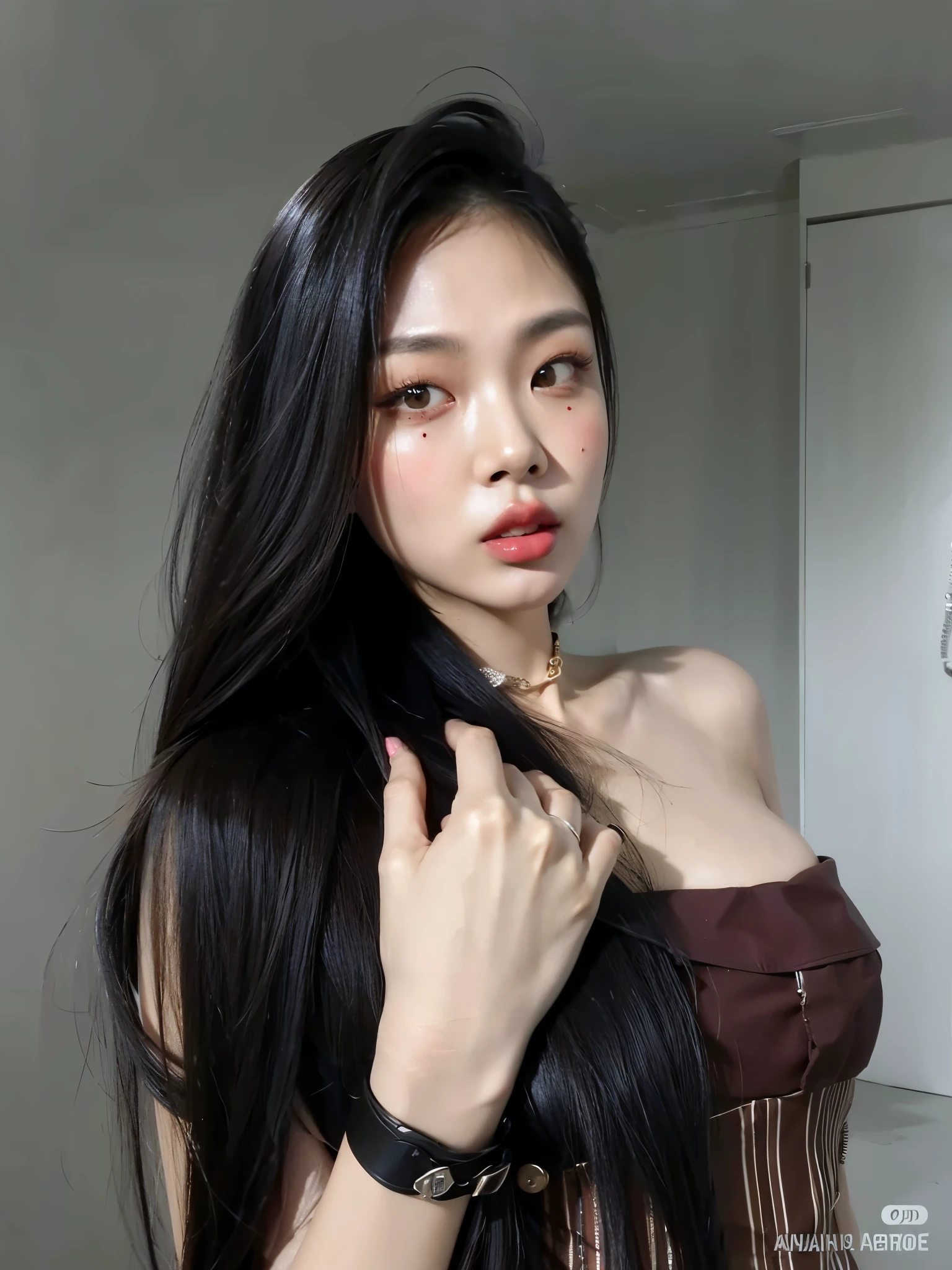 Araffe Asian woman with long black hair posing for a photo, linda jovem coreana, linda jovem coreana, linda mulher sul-coreana, beautiful asian girl, Menina coreana, young lovely korean face, asian girl com cabelo comprido, com cabelo comprido, jaeyeon nam, Ulzzang, com cabelo comprido and piercing eyes, young pale and beautiful asian face