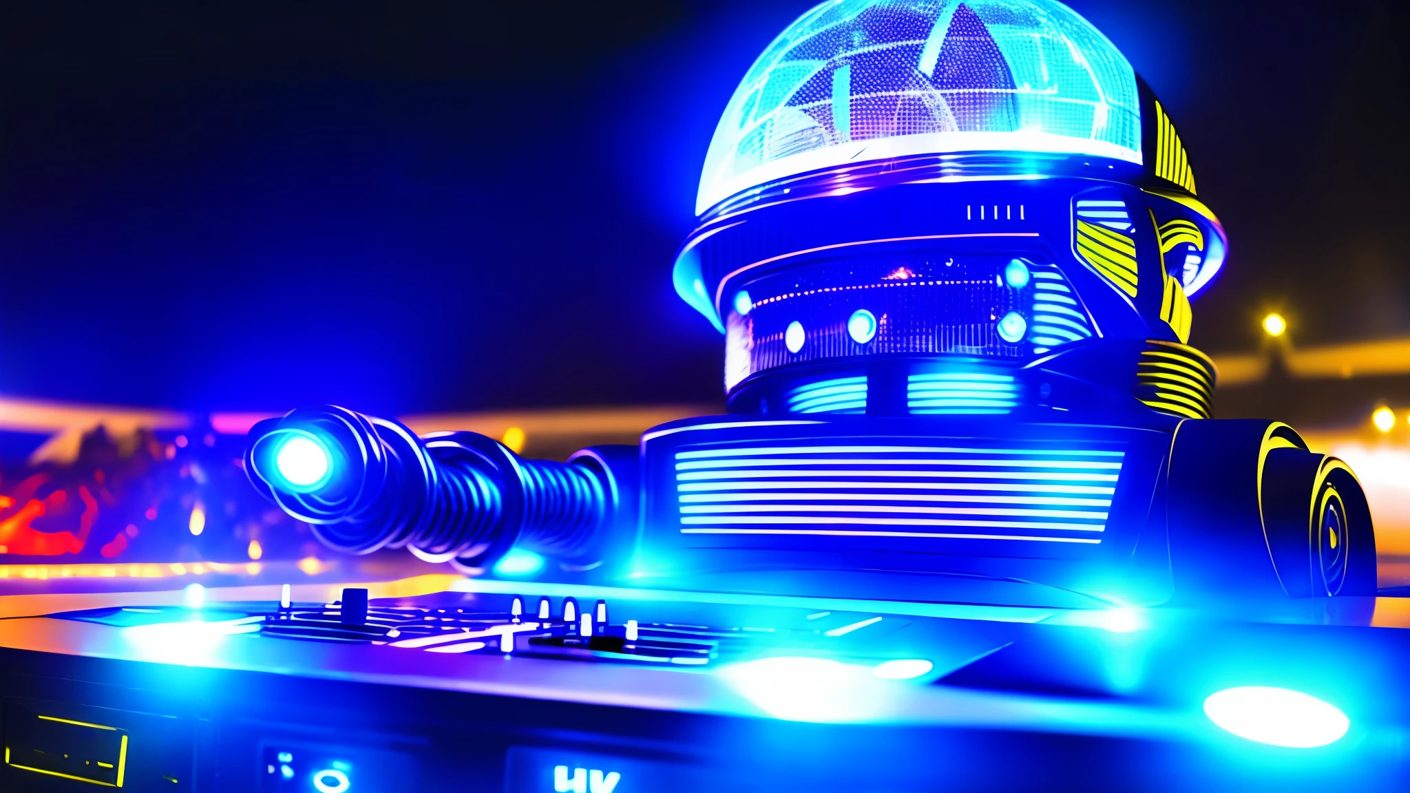 DJ FUTURISTIC ALIEN ROBOT,UHD, 16K, CENTURY 888, UFO, ILUMINADA,