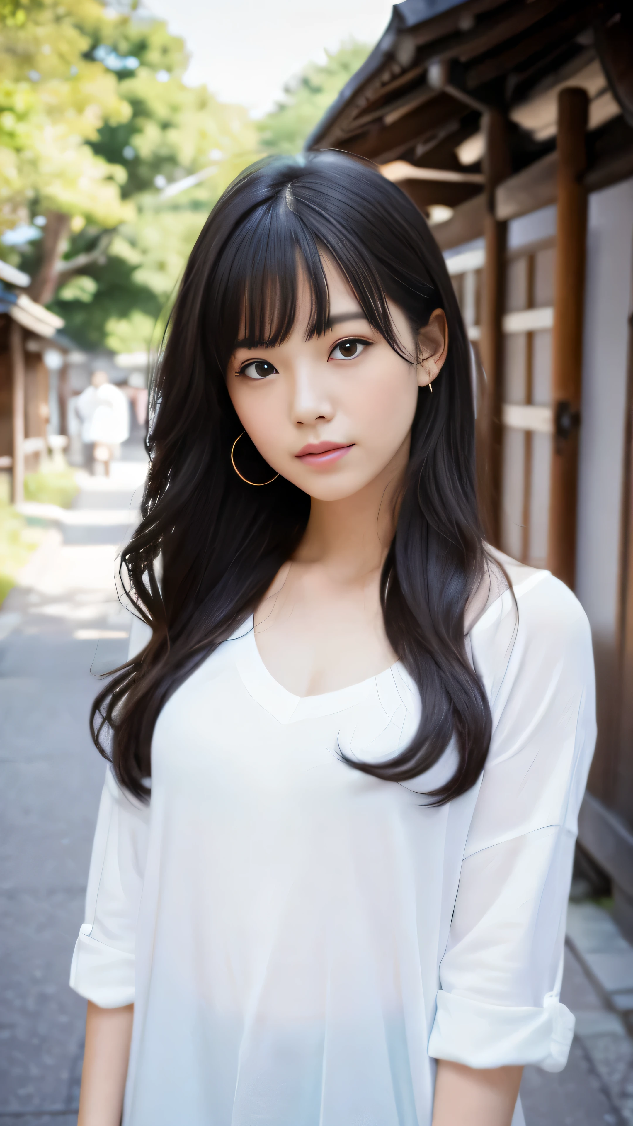 ((highest quality)), ((masterpiece)), (Get used to it), Perfect Face Abnormally long black hair, Abnormally long, Shiny black hair, black silky hair, Extra Dark Natural Black Hair, Very long, Straight black hair, Very long, Straight black hair, Perfect Silky, Very longストレートヘア, ストレートなAbnormally long black hair, Abnormally long black hair, Her hair is unusually long and straight.., detailed Abnormally long black hair White Lingerie (Big Tits 1.4) 1 female 12 years old Japan'cutest middle school girl (Standing model) Sensual look Erotic expressions Neat bangs The neatly trimmed bangs are princess cut and cover the entire forehead.... Bright red lips ((Cowboy Shot)) (Narrow-mouthed) Natural Makeup Lips slightly pink Hoshino_truth love