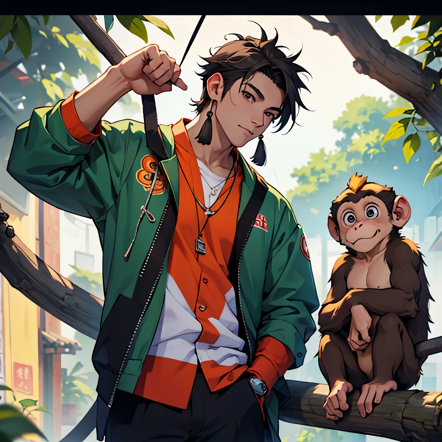 Highest image quality、8k,monkey、monkey、charm、cute、Qi Tian Daisheng、Cool backgrounds、