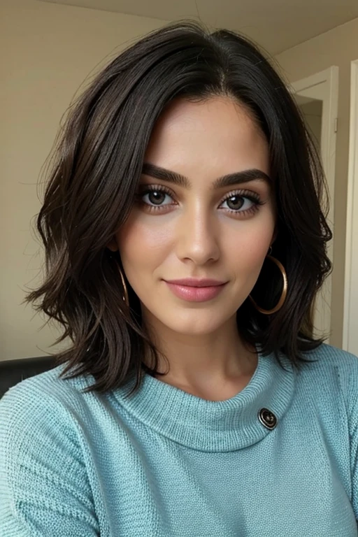 25-year-old, Sola, pelo largo, senos medianos, mirando al espectador, pelo rubio, hombros descubiertos, escote, Ojos azules, joyas, cuerpo completo, collar, fuera del hombro, sweater, labios carnosos, Realista, nariz, flirting with the camera,
