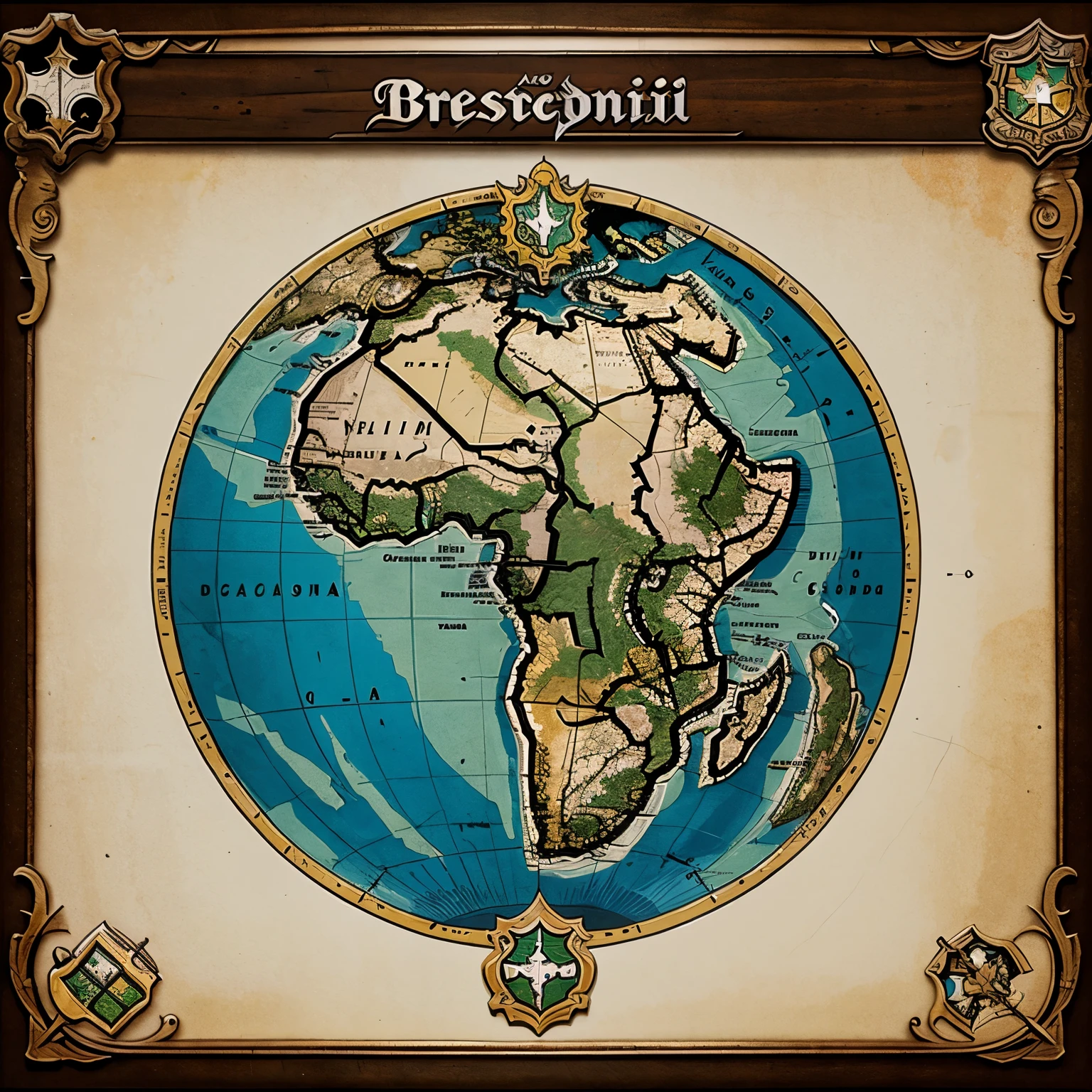 Desenhe o mapa do brasil como um brasao medieval