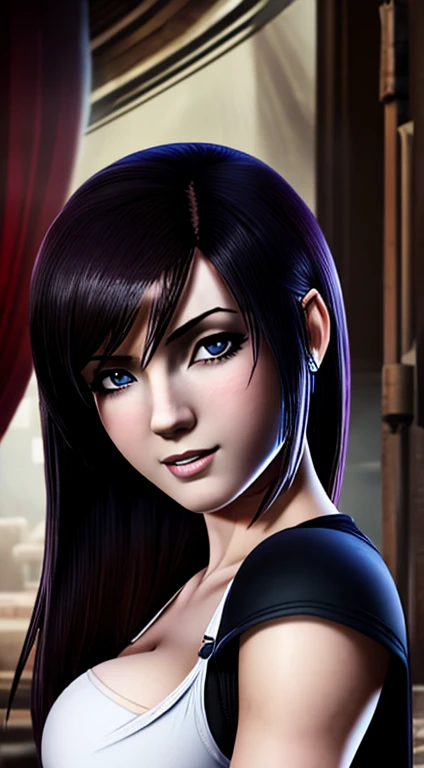 garota de anime com seios grandes e uma camisa branca, retrato de tifa lockhart, retrato de tifa lockhart, tifa lockhart, tifa, seductive retrato de tifa lockhart, tifa lockheart, portrait of a female anime hero, Senna do League of Legends, commission for high resolution, glamorosa tifa lockheart, fanart de marin kitagawa, personagem feminina de anime