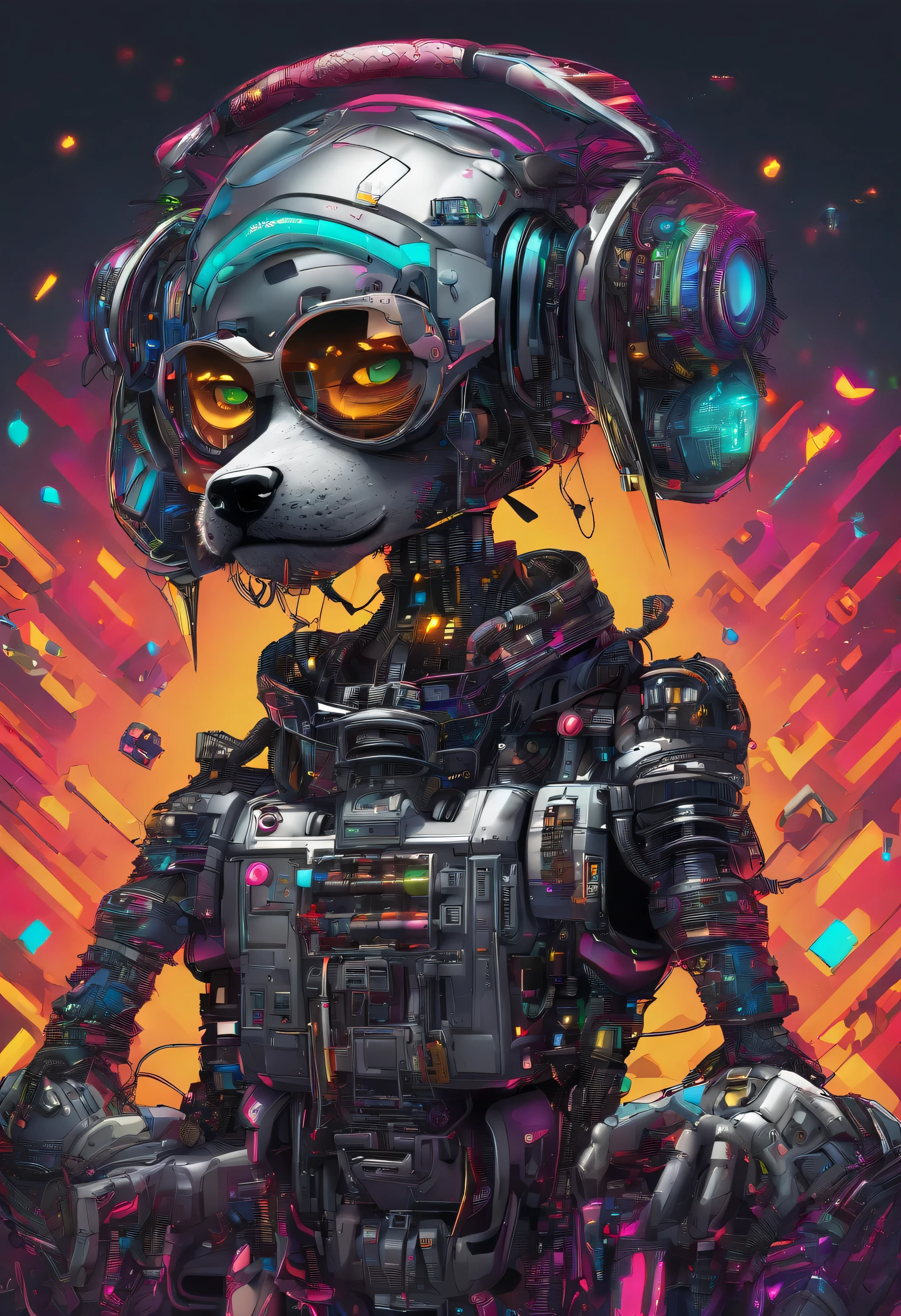 cool and trendy poodle, rainbow colored hair, yellow eyes, wear trendy hip hop clothes, wearing a hoodie, Graphic T-shirt and ripped jeans, Many tattoos and piercings, Smoke a cigarette,doodle style background, highly detailed background, perfect masterpiece, high quality, High resolution