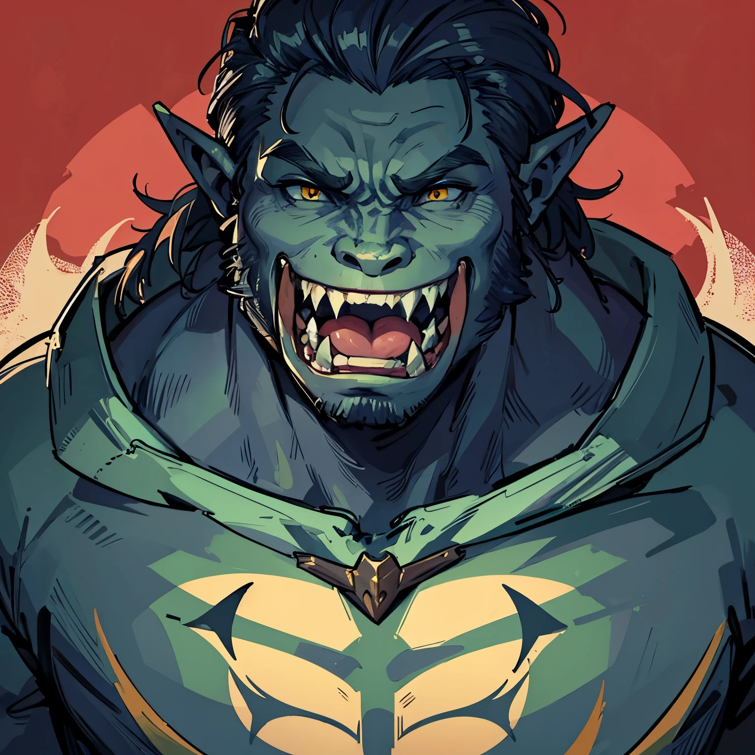 Handsome, Orc, sharp teeth, not ugly