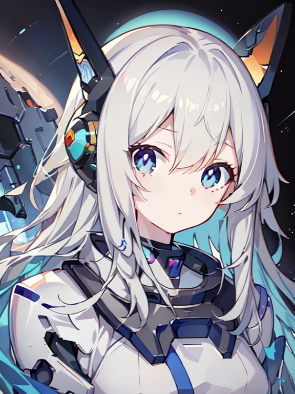 未来的な背景を持つSpacesuitを着た人の接写, portrait anime space cadet girl, anime mech aesthetic, Anime robot and organic mixed together, Aether and Mecha Theme, mecha asthetic, anime manga robot!! anime girl, girl in space, fully robotized!! girl, portrait armored astronaut girl, Sci-Fi Anime, cute cyborg girl, Spacesuit