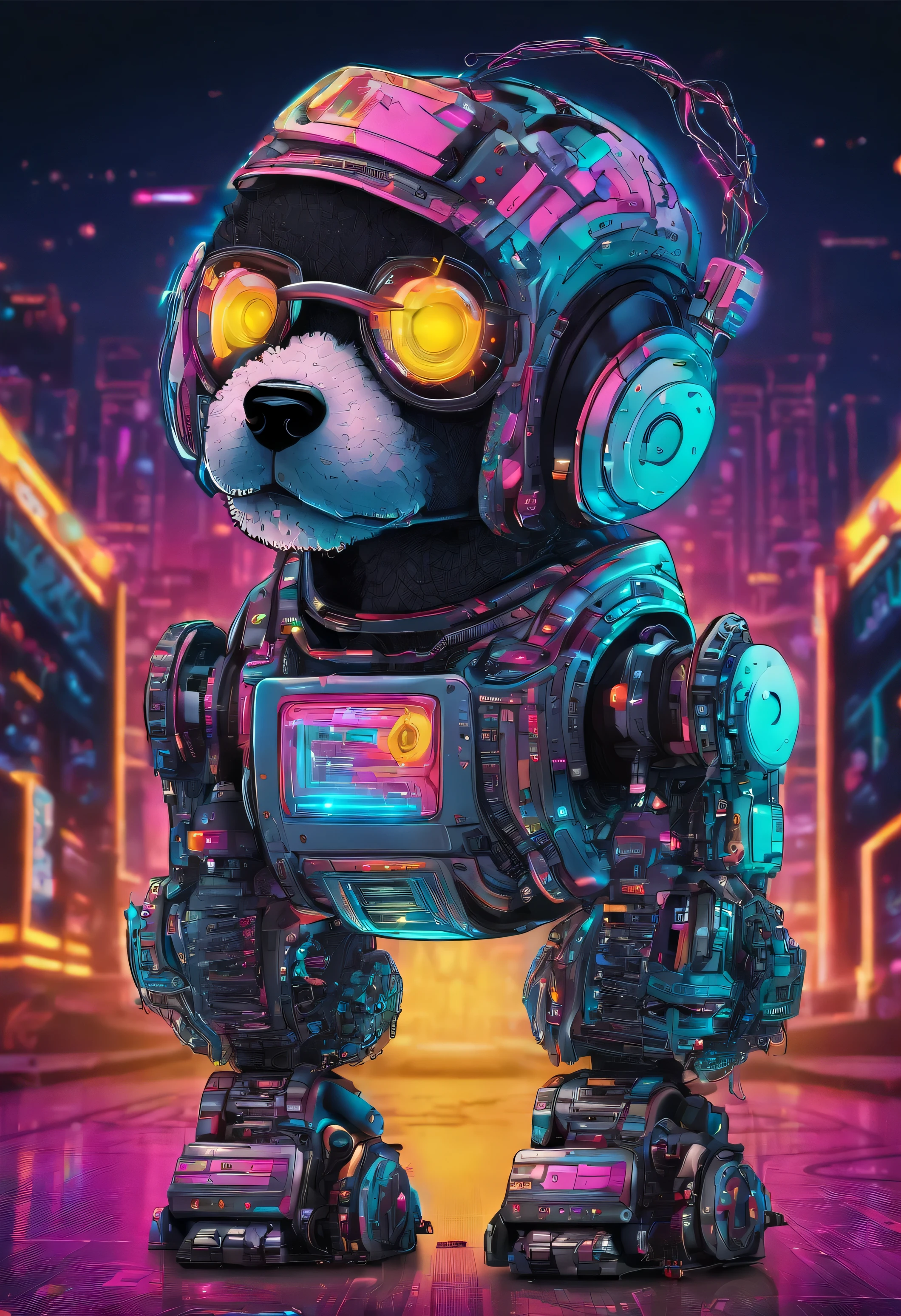 cool and trendy poodle, rainbow colored hair, yellow eyes, wear trendy hip hop clothes, wearing a hoodie, Graphic T-shirt and ripped jeans, Many tattoos and piercings, doodle style background, highly detailed background, perfect masterpiece, high quality, High resolution