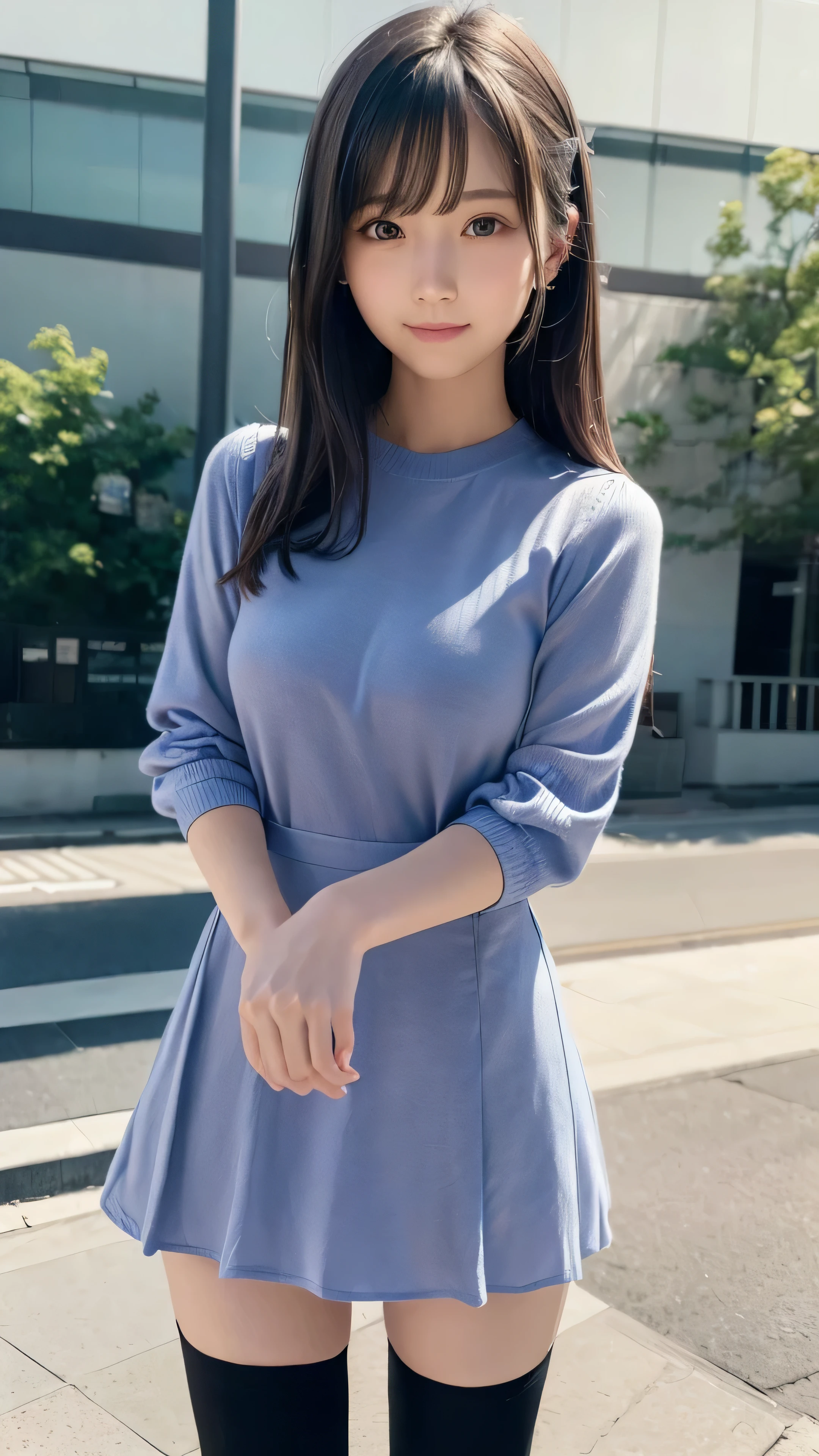 (Anyway cute girl)、（20-year-old）(Are standing:1.4),(look at the camera)、(alone)、(surreal), (figure), (High resolution), (8K), (very detailed), (best figure), (beautiful and fine eyes), (highest quality), (Super detailed), (masterpiece), (wallpaper), (detailed face),(((one girl)))、(((looking at the viewer:1.2)))、(Korean、Japanese、Chinese:0.3)、gentle smile、cute smile、surrealな、(Big eyes)、(double eyelid)、(((sexy and classy mini skirt dress))),bodycon、((highest quality、8K、masterpiece:1.3))、whole body、from below:1.2、Panty shot:1.5、(ultra High resolution:1.2)、big breasts、(white skin:1.2),(bright lighting)、I can see my pants:1.5