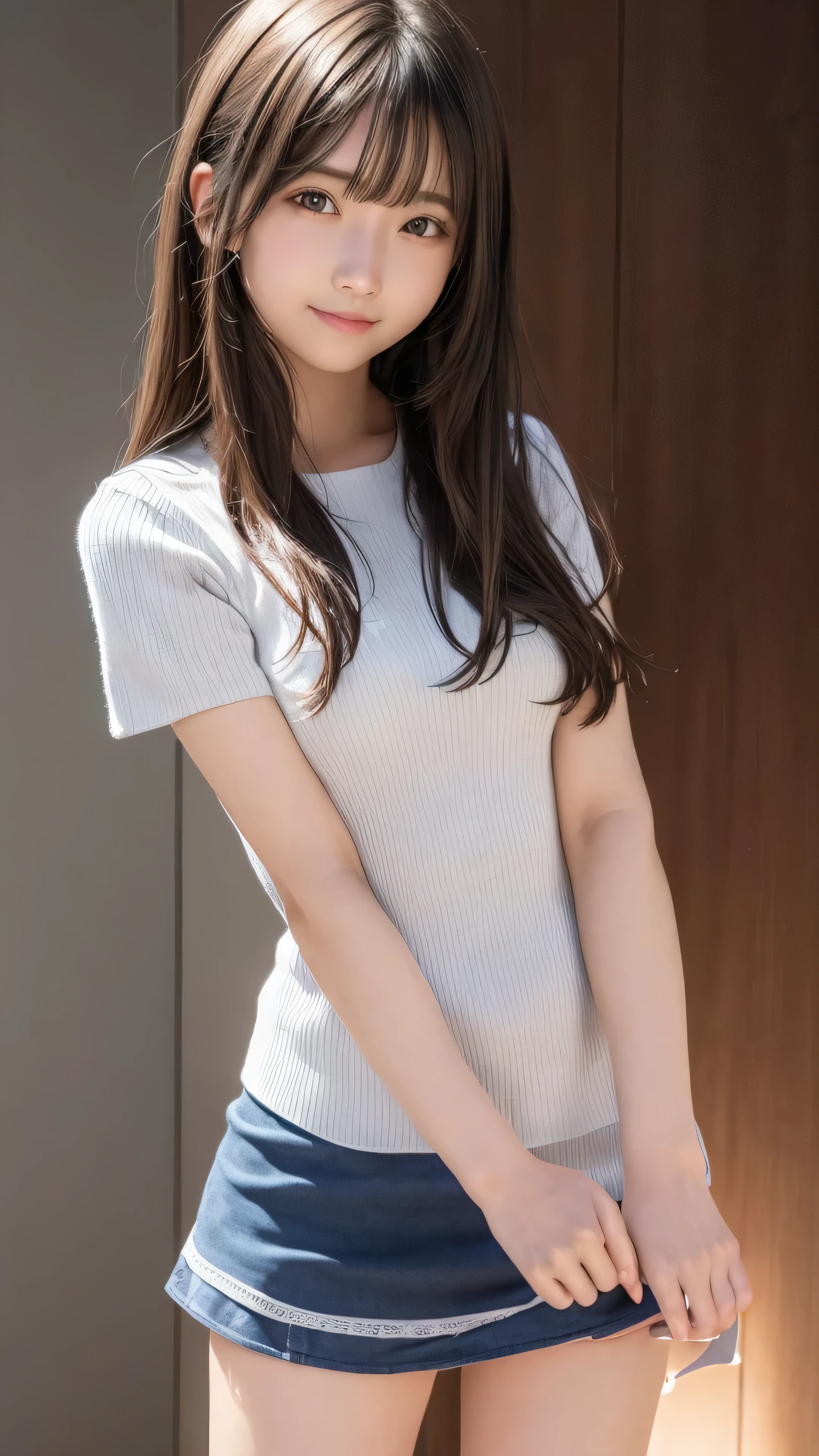 (Anyway cute girl)、(20-year-old)(Are standing:1.4),(look at the camera)、(alone)、(surreal), (figure), (High resolution), (8K), (very detailed), (best figure), (beautiful and fine eyes), (highest quality), (Super detailed), (masterpiece), (wallpaper), (detailed face),(((one girl)))、(((looking at the viewer:1.2)))、(Korean、Japanese、Chinese:0.3)、gentle smile、cute smile、surrealな、(Big eyes)、(double eyelid)、(((sexy and classy mini skirt dress))),bodycon、((highest quality、8K、masterpiece:1.3))、whole body、from below:1.2、Panty shot:1.5、(ultra High resolution:1.2)、big breasts、(white skin:1.2),(bright lighting)、It's windy and you can see my pants:1.5、