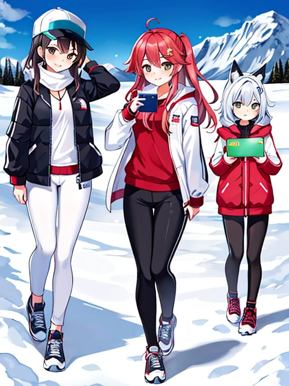 very detailed、masterpiece、(snow mountain background):1.3、a woman in a (white down vest at northface):1.4, white puffer vest and black pants posing for a picture, model is wearing techtical vest, sportswear, sportswear, かわいいsportswear, nanocarbon-vest, white!!, white coat, tech wear women pictures, 2 techwear women, catalog photo, stylish coat for rave, full body photo, future inflatable jacket, Miko, Kim Woo