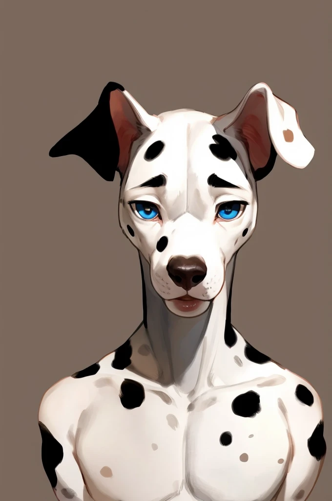 best quality,ultra-detailed,realistic,(portrait,photo-realistic:1.37),(furry:1.1),(anthro:1.1),solo,Dalmatian,standing,male,beautiful detailed eyes,beautiful detailed lips,long eyelashes,hands behind back,wearing underwear,simple background,front view,by bebebebebe,by buta99,by inu-sama
