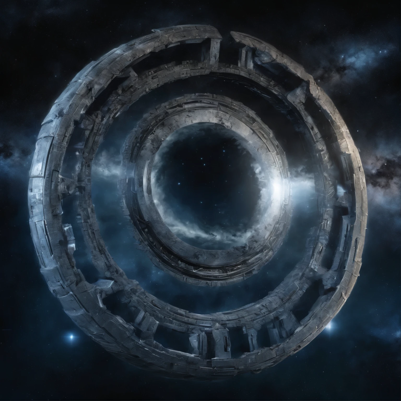 super detailed image of the giant stargate ring ((in the deep space)), (the entire space inside the stargate is filled with streams of blue plasma flowing from ring to the center):1.3, (a flying saucer opposite the stargate is preparing to pass through it):1.5, (lightnings runs across the surface of the stargate), a planet very far in the space on background, the Milky Way, space, stars, (Best Quality, 16K, Masterpiece, UHD, Ultra quality cinematic lighting, Huge detail, Well lit, sharp, hyper realistic, epic scale, insane level of details)