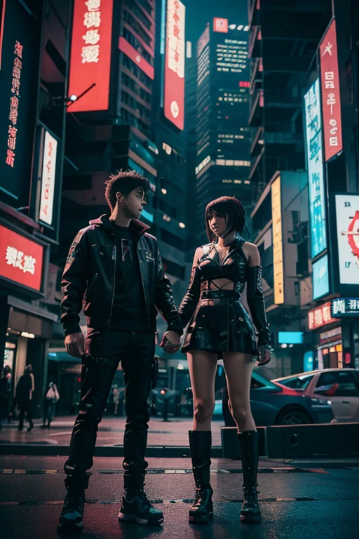 Anime scene of two people in a city with a robot, digital cyberpunk anime art, animated cyberpunk art, cyberpunk anime fille mech, cyberpunk anime art, anime cyberpunk moderne, digital cyberpunk - animated art, anime mecha aesthetic, badass anime 8k, meilleur fond d'screen anime 4k konachan, aesthetic mecha, anime cyberpunk, 4k animated style