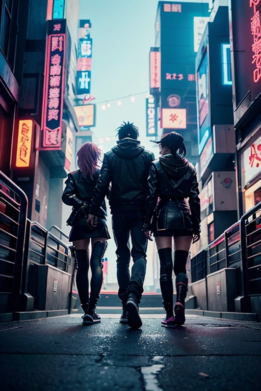 Anime scene of two people in a city with a robot, digital cyberpunk anime art, animated cyberpunk art, cyberpunk anime fille mech, cyberpunk anime art, anime cyberpunk moderne, digital cyberpunk - animated art, anime mecha aesthetic, badass anime 8k, meilleur fond d'screen anime 4k konachan, aesthetic mecha, anime cyberpunk, 4k animated style