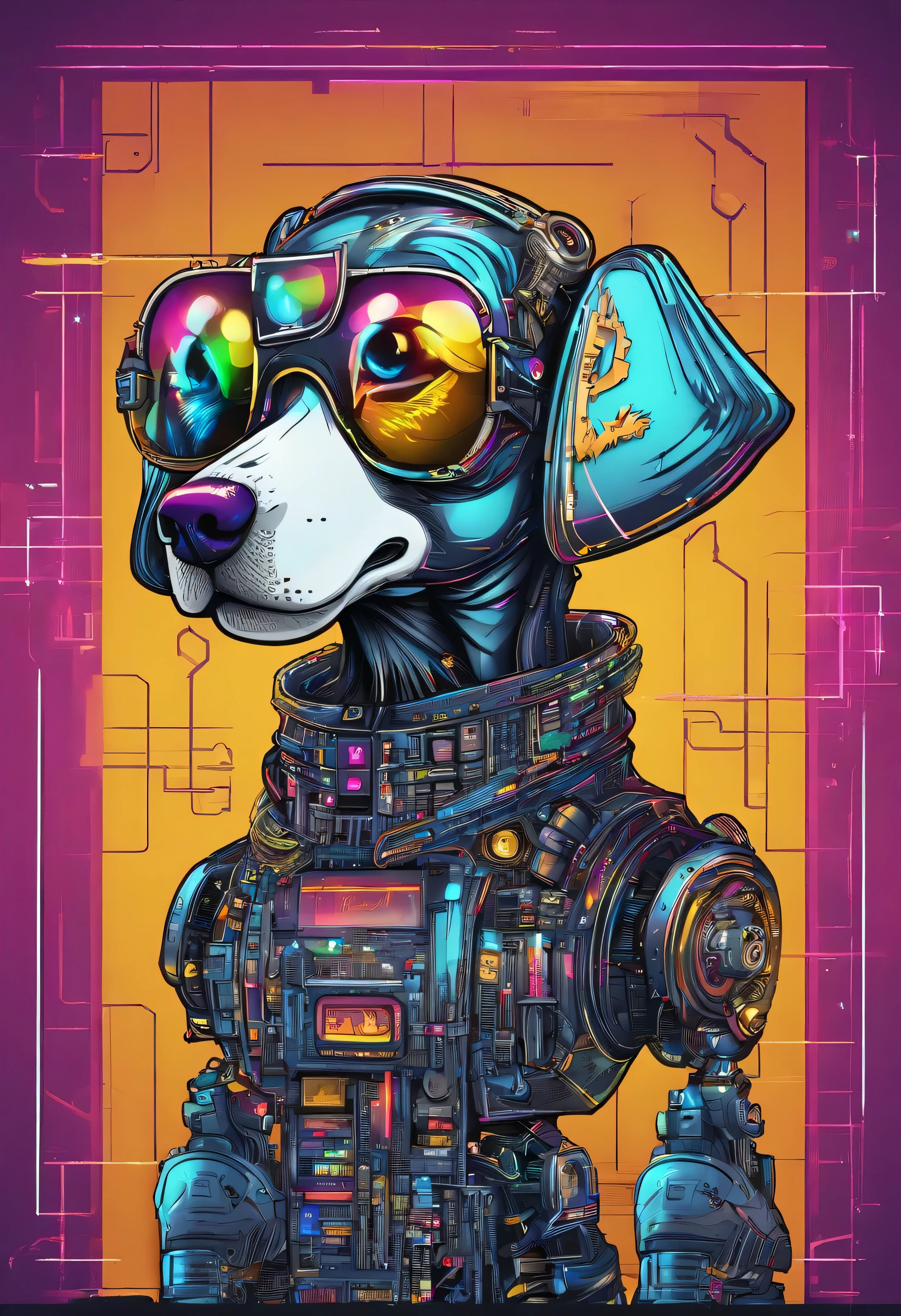 cool and trendy poodle, rainbow colored hair, yellow eyes, wear trendy hip hop clothes, wearing a hoodie, Graphic T-shirt and ripped jeans, Many tattoos and piercings, doodle style background, highly detailed background, perfect masterpiece, high quality, High resolution