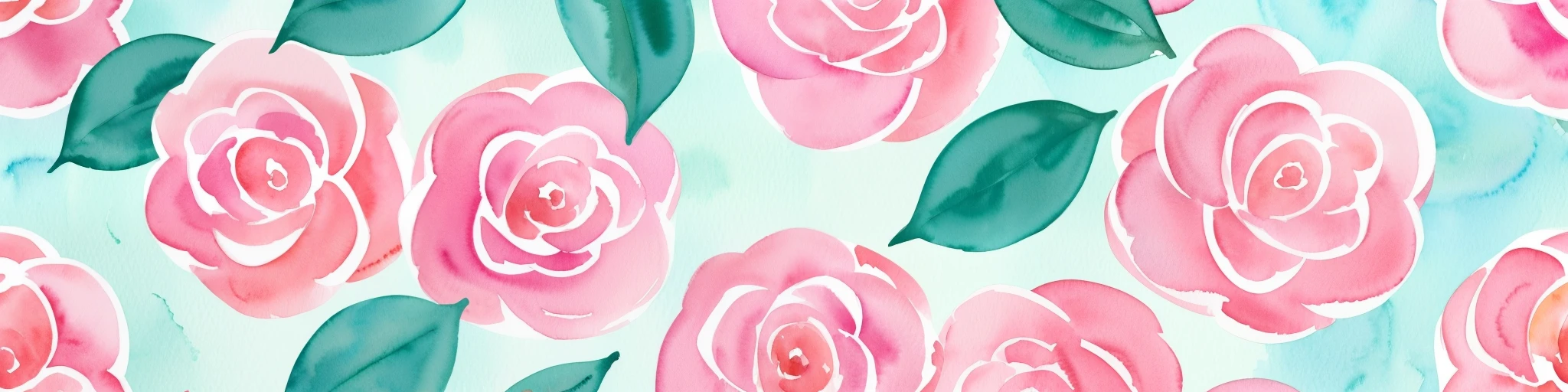 #3b4195 watercolor pattern of beautiful camellia calming colors on color background. Watercolor paper texture.