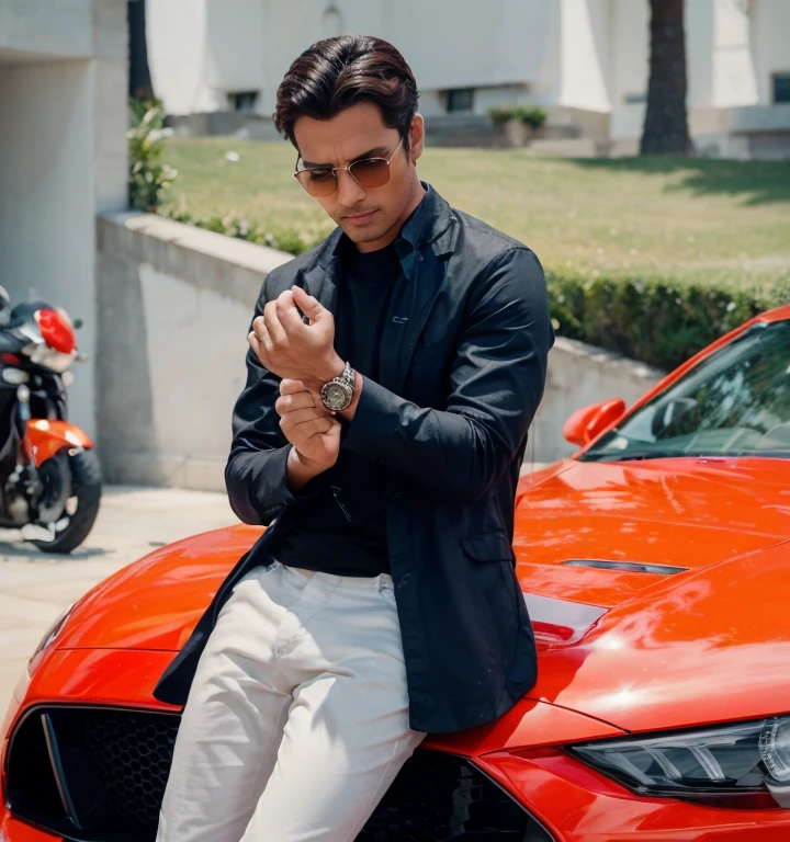 Rich man strong successful and elegant 4k full hd image with modified backdrop