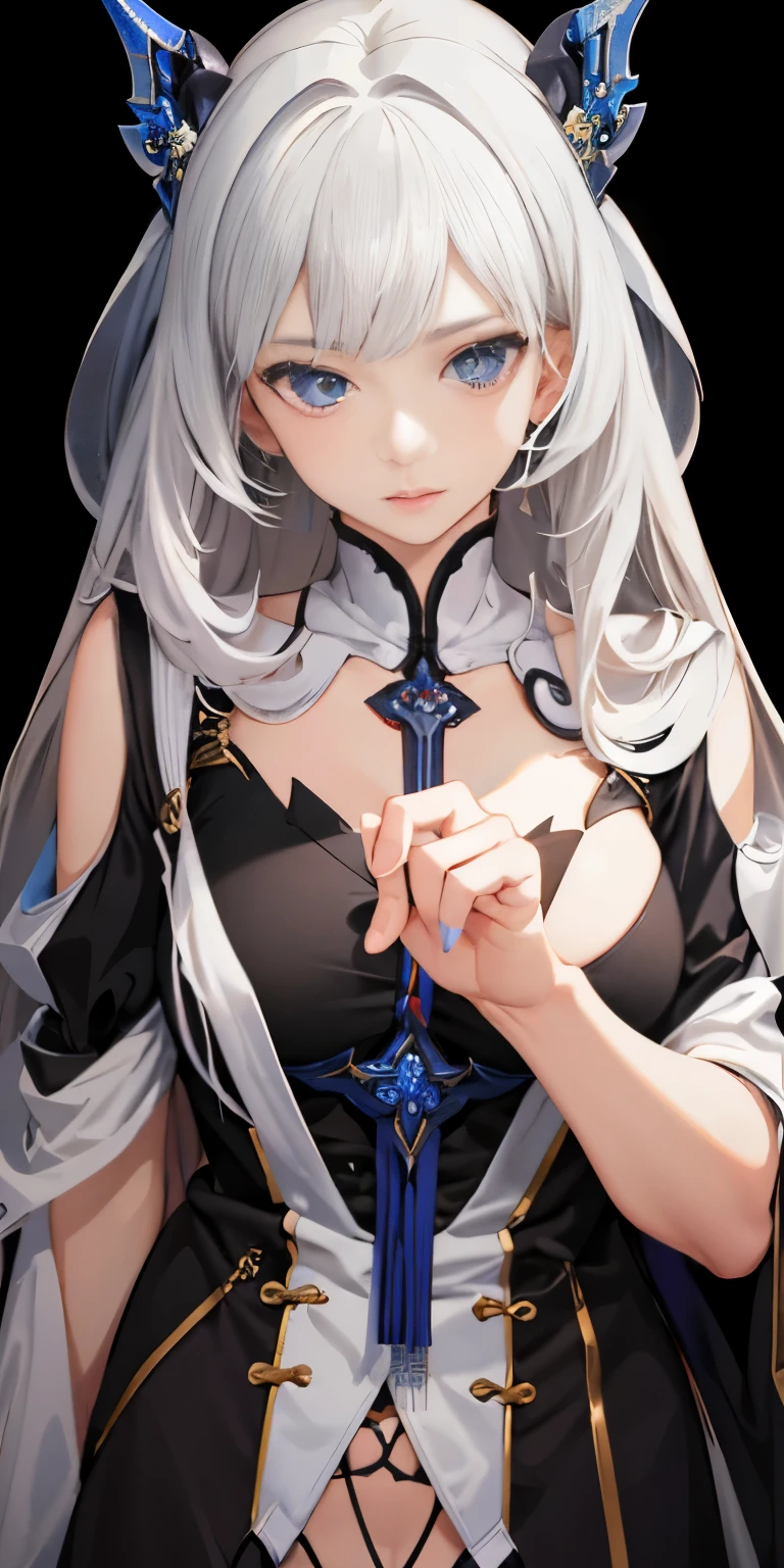 highest quality,fine texture,in detail,realistic expression of face,fine skin,anime,girl,sexy,mix,model,figure,portrait,semi-realistic,gray hair