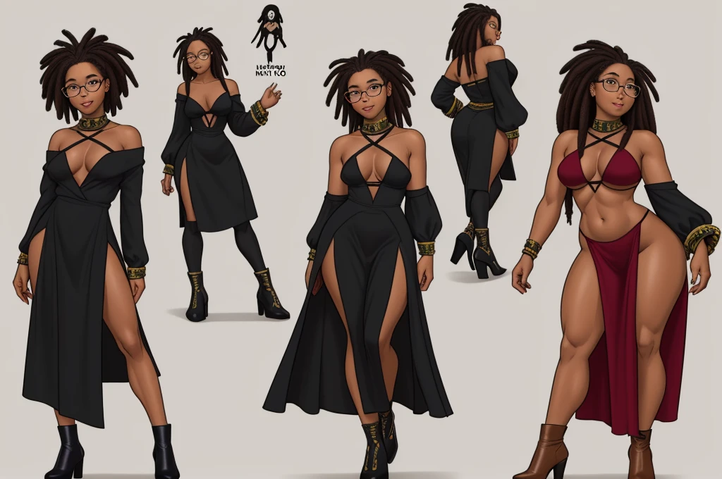 ((Estilo Vista de Corpo Inteiro, plano completo, Vista  frontal))  20 year old black woman with glasses ,  Art Vista de Corpo Inteiro, plano completo, Vista   frontal,  de personagem, pontos de vista, um personagem, corpo inteiro, personagem com menos, estilo de roupa, no mesmo Estilo de cabelo, less Type of footwear, FORTE )):: ((full body view, plano completo, Vista  design de personagem,   pontos de vista, de um personagem, corpo inteiro,, personagem com menos, estilo de roupa, no mesmo Estilo de cabelo, less Type of footwear)):: Uma mulher Moreno de uma mulher seios ,cabelo afro caindo para a frente, Tipo Rasta, but braided, com belos seios corpo perfeito com , a wide thigh is a beautiful woman, com seios lindos corpo perfeito, uma coxa larga, um destino com ,sexual expression, erotismo
