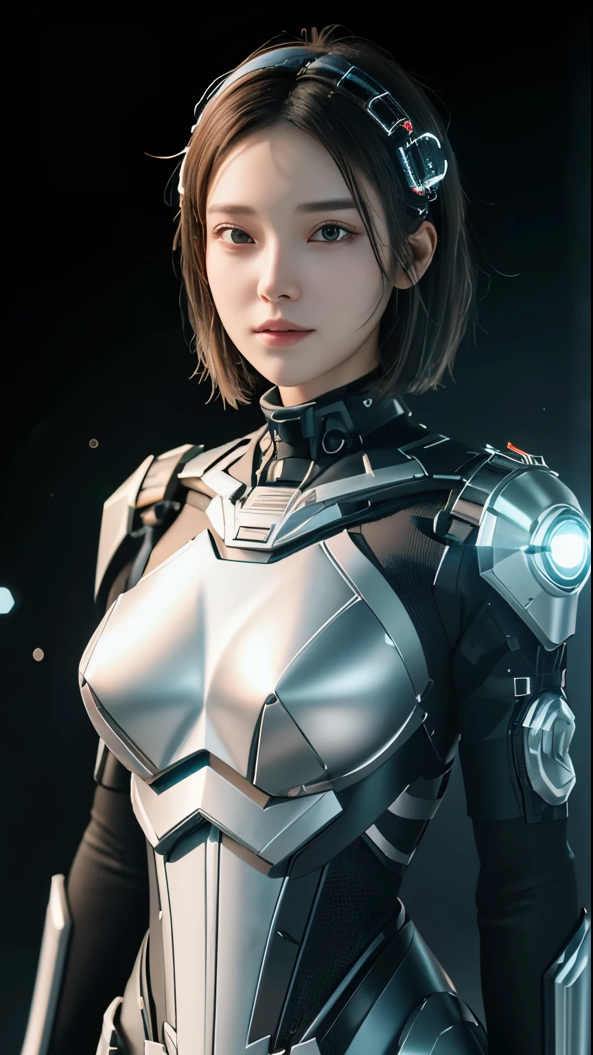((highest quality)), ((masterpiece)), (very detailed:1.3), 3D, beautiful (cyber punk:1.3) Female hacker with short brown hair poses for photo, (cyber suit:1.2) (Thin material that fits perfectly to your body:1.6) computer servers, LCD Screen, fiber optic cable, HDR (high dynamic range), ray tracing, NVIDIA RTX, super resolution, unreal 5, Scattered beneath the surface, PBR texturing, Post-processing, anisotropic filtering, Depth of bounds written, maximum clarity and sharpness, multilayer texture, Albedo and specular maps, surface shading, Accurate simulation of light-matter interactions, perfect proportions, octane rendering, two-tone lighting, Low ISO, White balance, Rule of thirds, wide caliber, 8K students, efficient subpixel, subpixel convolution, luminescent particles