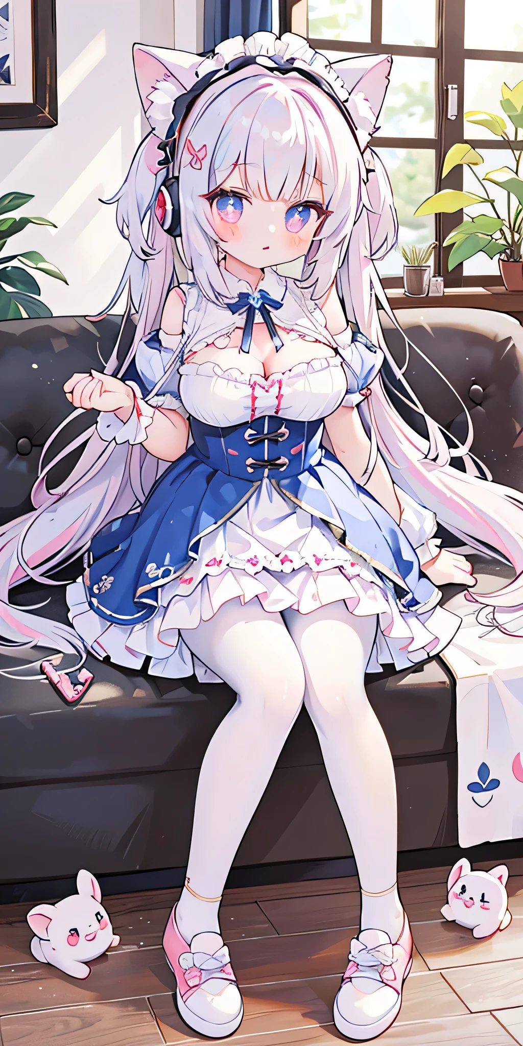 Ariana Grande  skirt con un traje acostado en el piso lleno de candy cane., maid outfit, (Loli en skirt white), Matching ruffleini santa costume:1.4), (White over the knee boots),(White lace stockings), a cat boy&#39;s! maid! skirt, fancy suit, maid costume anime girl, skirt de sirvienta, skirt con volantes ((Harapiantu)), whole body! Pretty Face,,More detailed 8K.Unreal Engine:1.4,Ultra HD,La best quality:1.4, lifelike:1.4, texture:1.4, masterpiece:1.8,masterpiece, best quality,object object], (detailed facial features:1.3),(manos Details),((correct proportions)),(beautiful blue eyes),(Camel toe)，(Candy Canes Falling Background,Christmas candy:1.4) ,(snowflake:1.4),(Show off white lace:1.4),(white glossy Pantyhose/Pantyhose:1.4),(Giant candy cane on the ground:1.4),(The room is filled with candy canes:1.4),(perfect anatomy),(Chocolate chip cookies on the floor:1.4),  (Milk splashed on the floor ),Beautiful breasts、Huge breasts:1.4，Beautiful breasts、Huge breasts:1.4