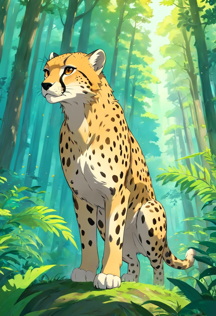 How to draw a cheetah, wise cheetah, In the forest and eagles, Cheetah in the sky while walking through the forest.