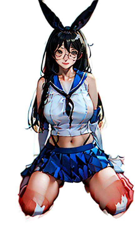 tsubasa hanekawa、Glasses、black hairの、big breasts、 (black hair, brown eyes, round face), big breasts, With ribbon, [full body shot]、wearing a black dog collar,full body shot、Glasses、head to toe shot、Compete for big breasts in the bright sunlight、compressed the chest with a rope.、woman in chains、((masterpiece)), ((highest quality)), (Super detailed), ((cute)), cute, (Lovely), ((very detailed)), 4K, (8K), highest quality, (beautiful), anime style、pink nipples、