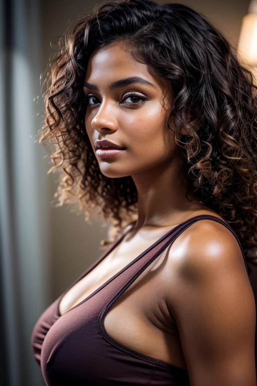 Masterpiece. Best quality, brown-skinned young woman with green eyes and purple curly hair dark brown faded hair roots, posing for a picture, soft portrait shot 8 k, beautiful young girl, beautiful portrait image, photo of a beautiful woman, perfect face and eyes, gorgeous face portrait, beautiful young woman, beautiful portrait photo, beautiful model girl, extremely beautiful face, very beautiful young woman, beautiful girl model, beautiful portrait lighting 8k uhd, dslr, high quality, film grain, fujifilm xt3