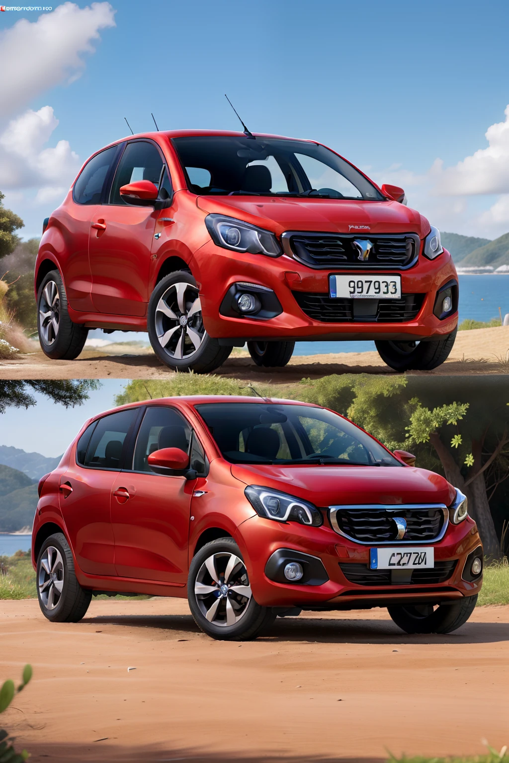 obra de arte, melhor qualidade, um carro da Peugeot modelo 208 cor vermelha
