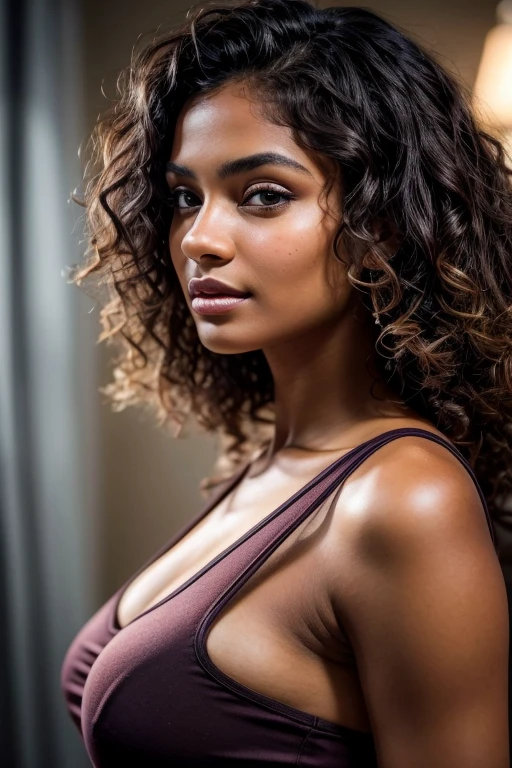 Masterpiece. Best quality, brown-skinned young woman with green eyes and purple curly hair dark brown faded hair roots, posing for a picture, soft portrait shot 8 k, beautiful young girl, beautiful portrait image, photo of a beautiful woman, perfect face and eyes, gorgeous face portrait, beautiful young woman, beautiful portrait photo, beautiful model girl, extremely beautiful face, very beautiful young woman, beautiful girl model, beautiful portrait lighting 8k uhd, dslr, high quality, film grain, fujifilm xt3