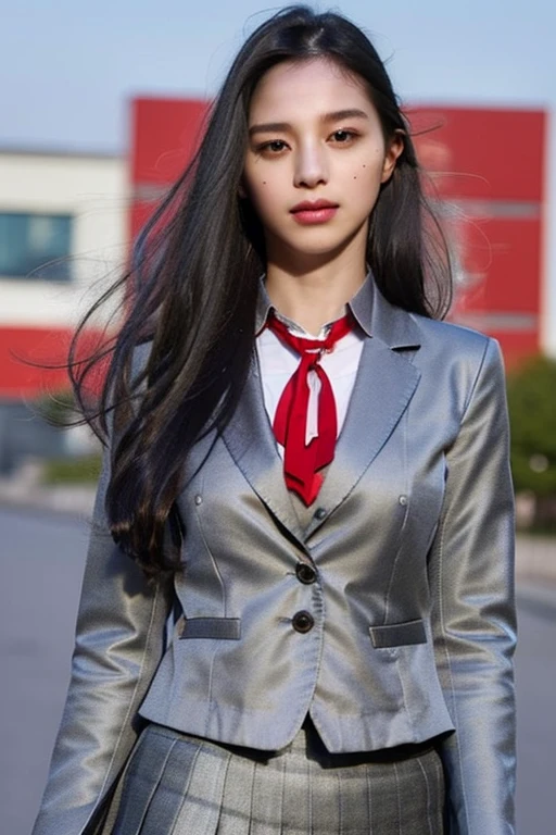 Highest quality, masterpiece, 16K, (raw photography, photorealistic, ultra-detailed, ultra-high resolution:1.3), cinematic lighting, professional photo, (correct anatomy, perfect body, correct body proportion:1.5), sharp ficus, depth of field, (intricately detailed face, ultra-realistic skin texture:1.1), (from front:1.4), 1 girl, Japanese woman, solo, upper body, looking at viewer, 18 years old, brown hair, shoulder-length hair, ((ponytail:1.1)), glossy hair, ultra-detailed eyes, bright and dark eyes, (tanned skin:1.2), highly detailed nose and lips, (wet skin:1.1), (expressive face:1.4), (embarrassed:1.3), ((red bikini:1.2)), (slender, medium breast, perfect body proportion:1.5), ((partially buried in quicksand:1.3)), ((stomach is buried in quicksand:1.5)), (gradually sinking deeper into quicksand:1.4), (((beach, quicksand, summer, daytime, noon:1.2)))