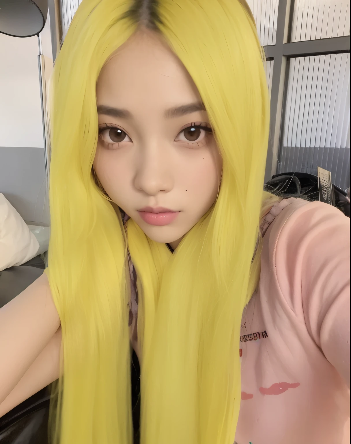 araffe girl with long Cabello amarillo posing for a picture, Cabello amarillo, light Cabello amarillo, long Cabello amarillo, Amarilleado, pelo rubio medio amarillo, tema de pelo ondulado amarillo, slight tono amarillo, ulzzang, jossi de blackpink, jisoo de blackpink, parque roseanne de blackpink, Jisoo de Blackpink, con el pelo largo y blanco, Cara amarilla brillante, tono amarillo