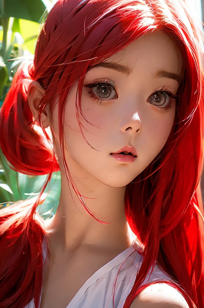 Chica anime with long red hair and a bikini, estilo artístico anime moe, cute Chica anime, cute Chica anime portrait, pretty Chica anime, portrait of cute Chica anime, retrato realista kawaii, visual anime de una linda chica, cute Chica anime portraits, portrait Chica anime, retrato de estilo anime, marin kitagawa fan art, (Chica anime), beautiful Chica anime, parte superior del cuerpo