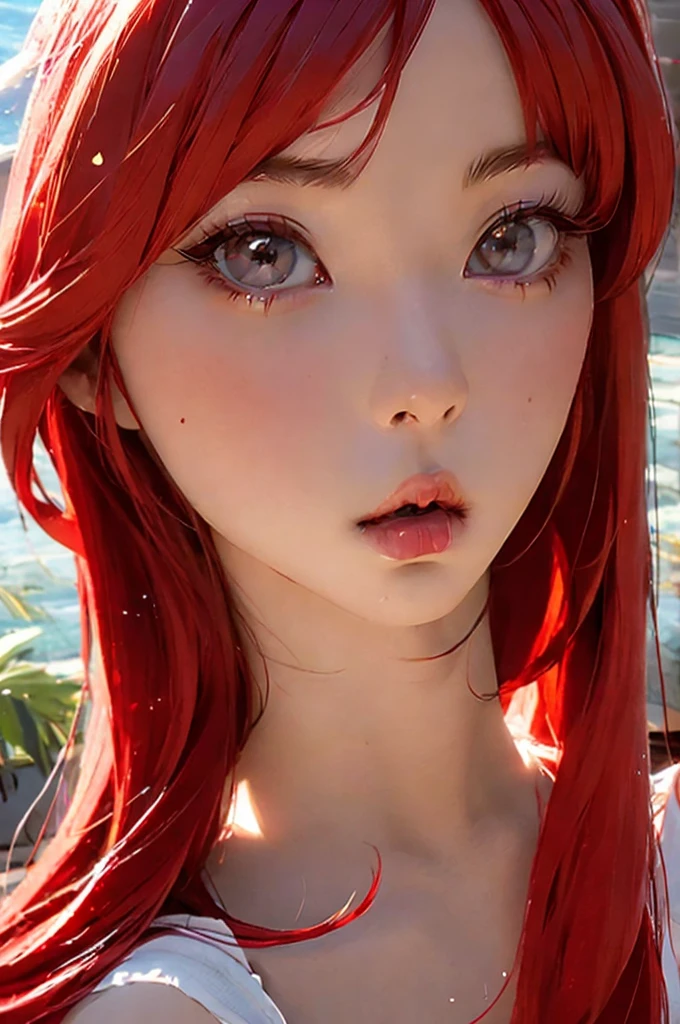 Rias Gremory. Chica anime with long red hair and a bikini, estilo artístico anime moe, cute Chica anime, cute Chica anime portrait, pretty Chica anime, portrait of cute Chica anime, retrato realista kawaii, visual anime de una linda chica, cute Chica anime portraits, portrait Chica anime, retrato de estilo anime, marin kitagawa fan art, (Chica anime), beautiful Chica anime, parte superior del cuerpo