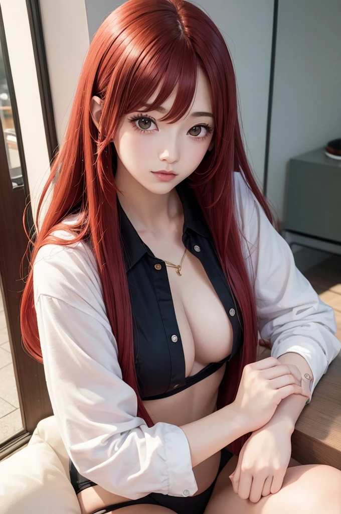 Chica anime with long red hair and a bikini, estilo artístico anime moe, cute Chica anime, cute Chica anime portrait, pretty Chica anime, portrait of cute Chica anime, retrato realista kawaii, visual anime de una linda chica, cute Chica anime portraits, portrait Chica anime, retrato de estilo anime, marin kitagawa fan art, (Chica anime), beautiful Chica anime, parte superior del cuerpo