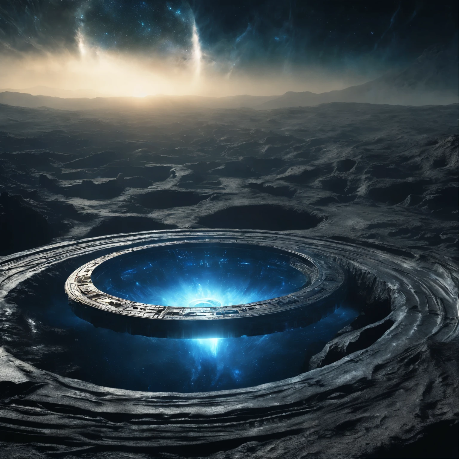 super detailed image of (((the giant stargate ring in the deep space))), ((the entire space inside the stargate is filled with streams of blue plasma flowing from the ring to the center of the space inside the ring):1.5), ((a flying saucer opposite the stargate is preparing to pass through it):1.3), (lightnings runs across the surface of the stargate), a planet very far in the space on background, Milky Way, space, stars, (Best Quality, 16K, Masterpiece, UHD, Ultra quality cinematic lighting, Huge detail, Well lit, sharp, hyper realistic, epic scale, insane level of details)