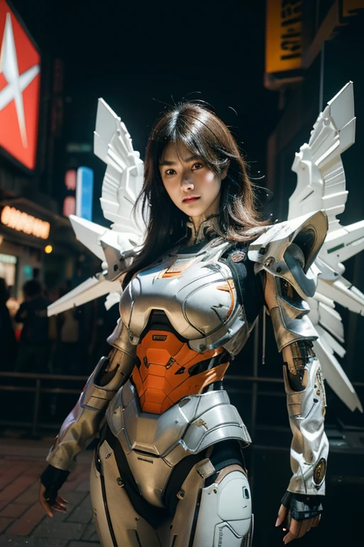 ((Best Quality)), ((Masterpiece)), (Very Detailed: 1.3), 3D, ultra realistic, sci-fi technology, HDR (High Dynamic Range), ray tracing, nvidia RTX, super resolution, unreal 5, subsurface scattering, PBR texture, post-processing, anisotropic filtering, depth of field, maximum sharpness and sharpness, multi-layer texture, specular and albedo mapping, surface shading, accurate simulation of light-material interactions, perfect proportions, perfect eyes, perfect hand, extremely detailed background, ((detailed eyes, high quality eyes, high quality face)), octane rendering, duotone lighting, low ISO, white balance, rule of thirds, wide aperture, 8K RAW, high efficiency subpixels, subpixel convolution, light particles, light scattering, Tyndall effect, full body, (((1girl))), a beautiful mecha girl, (((VERY SEXY))), (((dynamic pose))), ((in runied background)), dramatic, poster art