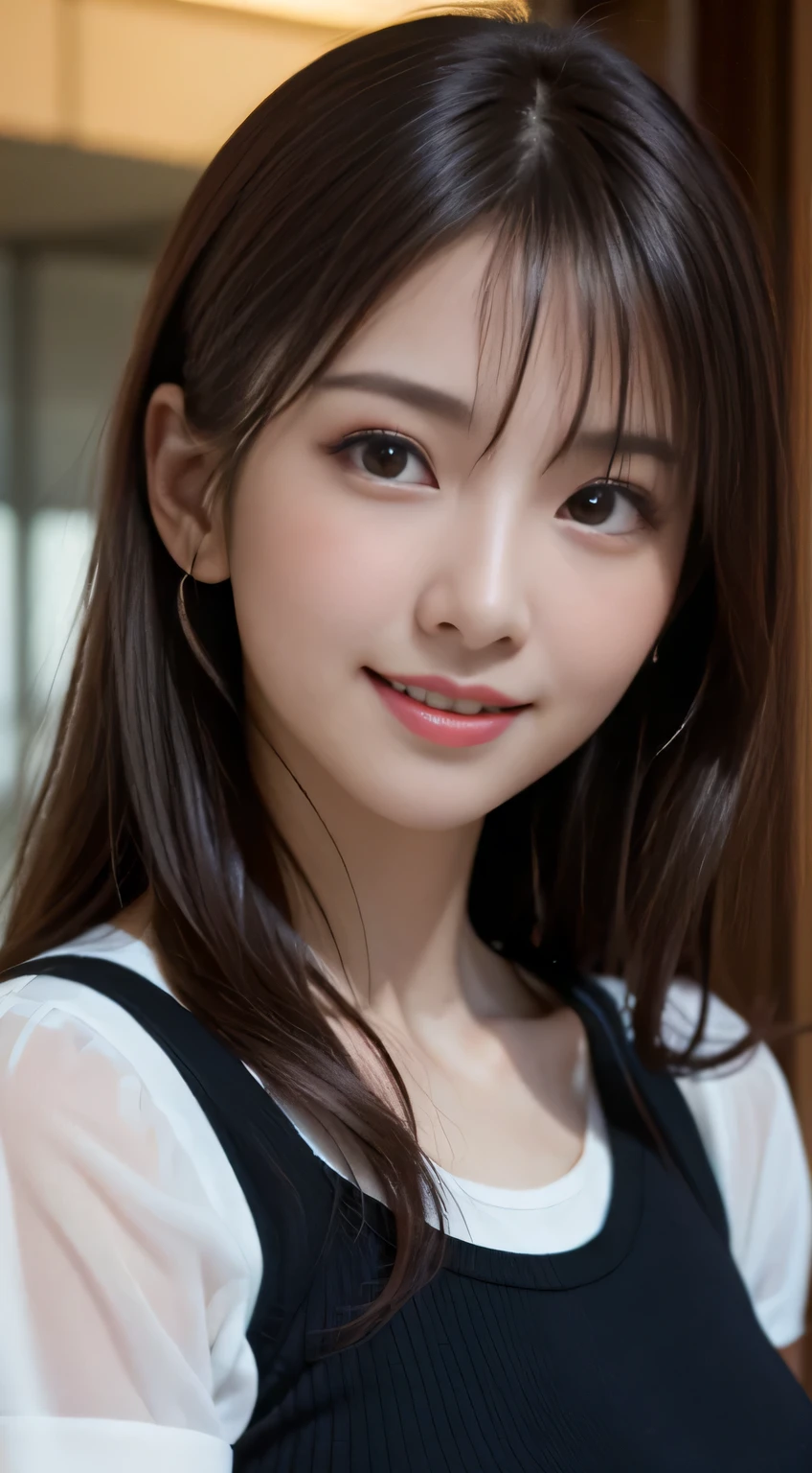White see-through blouse,Face Interview, (Photoreal:1.4), (hyper realistic:1.4), (realistic:1.3), (smooth lighting:1.05), (Improve video lighting quality:0.9), 1 female, -yeld wo, realistic lighting, Backlight, facial light, ray tracing, (cheerfulness:1.2), (Improved image quality:1.4), (Highest quality realistic textured skin), finely tuned, small face, red cheeks, slender body, medium-breasted pointed jaws,,,,,,,,,,,,,, Japan idol system, Nogizaka idol, glowing skin, fiery idol pose, P, dull bangs, black hair, hair behind the ear, shoulder hair, long hair,tear bag,Summer plateau、no makeup、(short sleeve sailor suit:1.2)