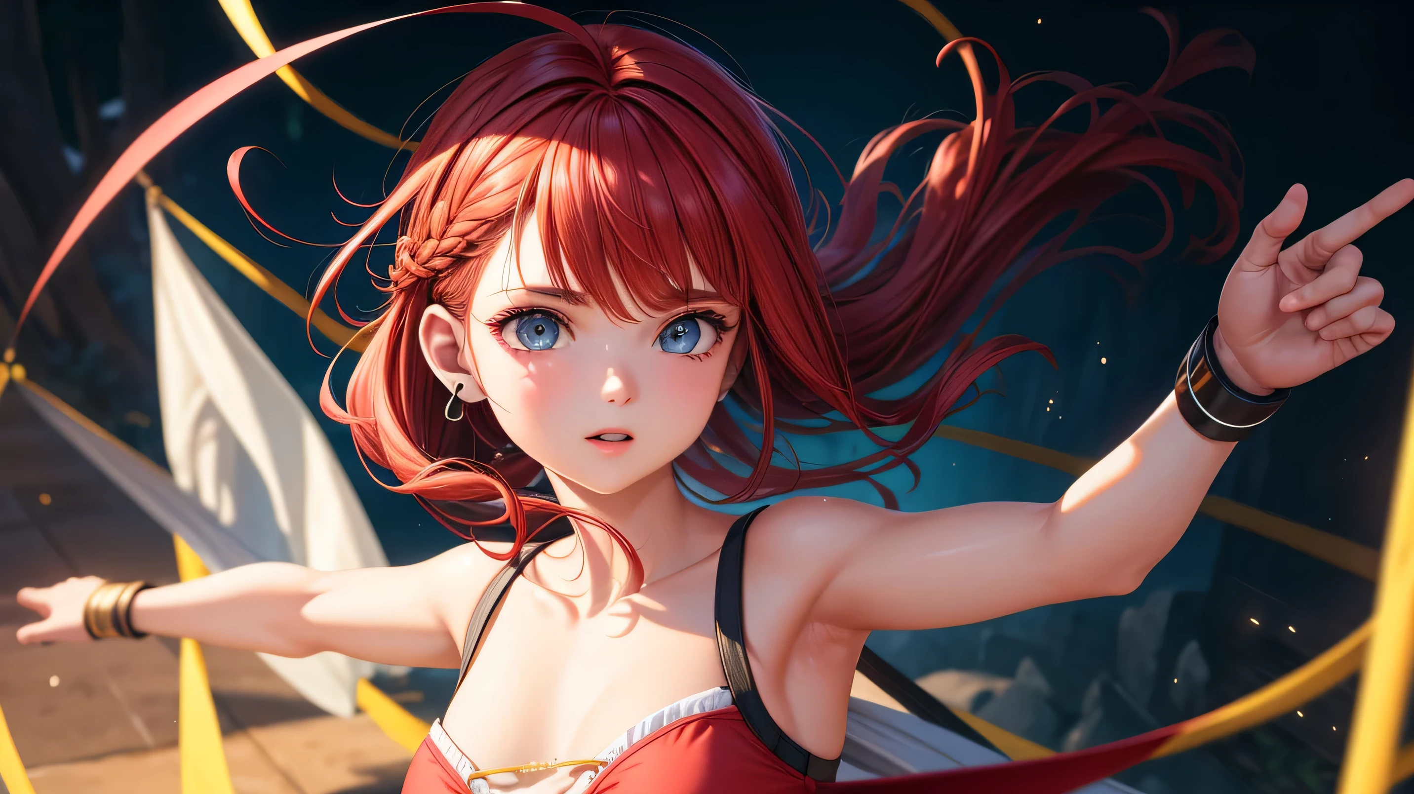 anime girl in a bikini with a sword and a sword, anime style 4 k, (anime girl), badass anime 8 k, best anime 4k konachan wallpaper, anime style character, top rated on pixiv, anime style. 8k, seductive anime girl, anime girl, an anime girl, anime artstyle, red hair [ 4 k digital art ]!!