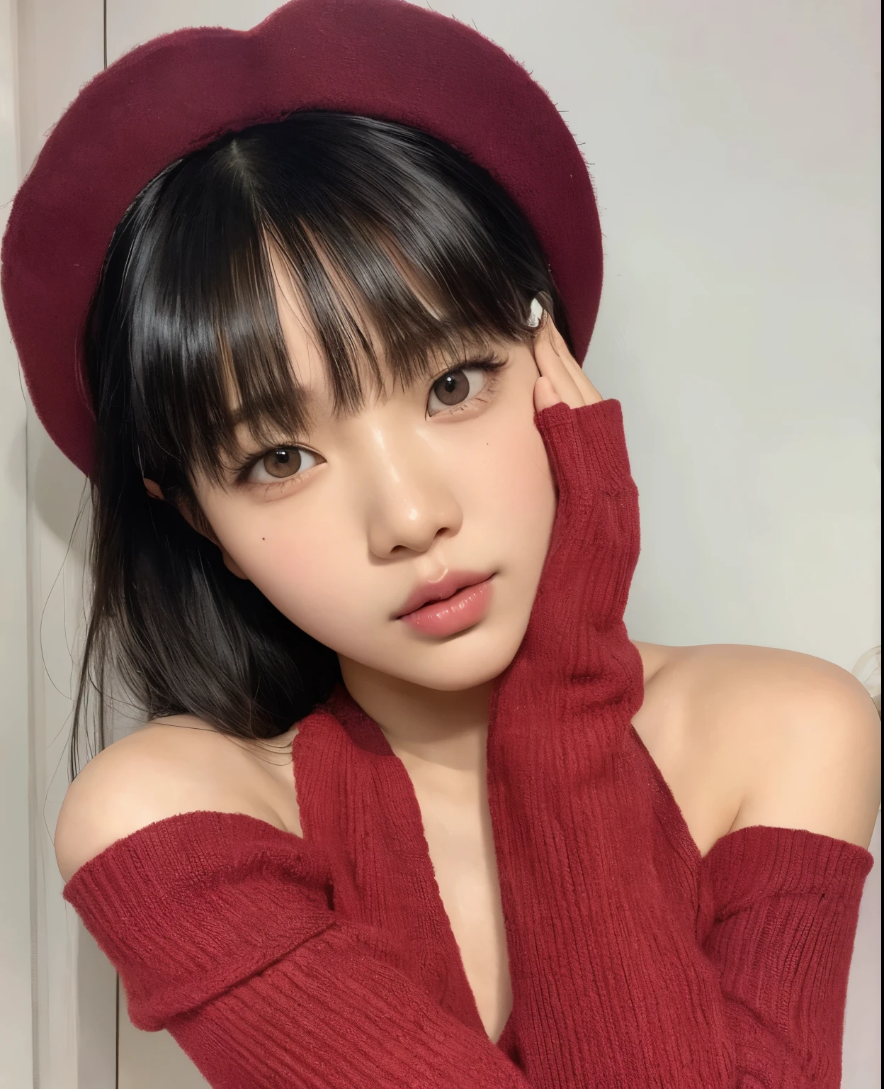 Wonyoung from IVE face, foto realista, ultra HD, 8k, big juicy lips
