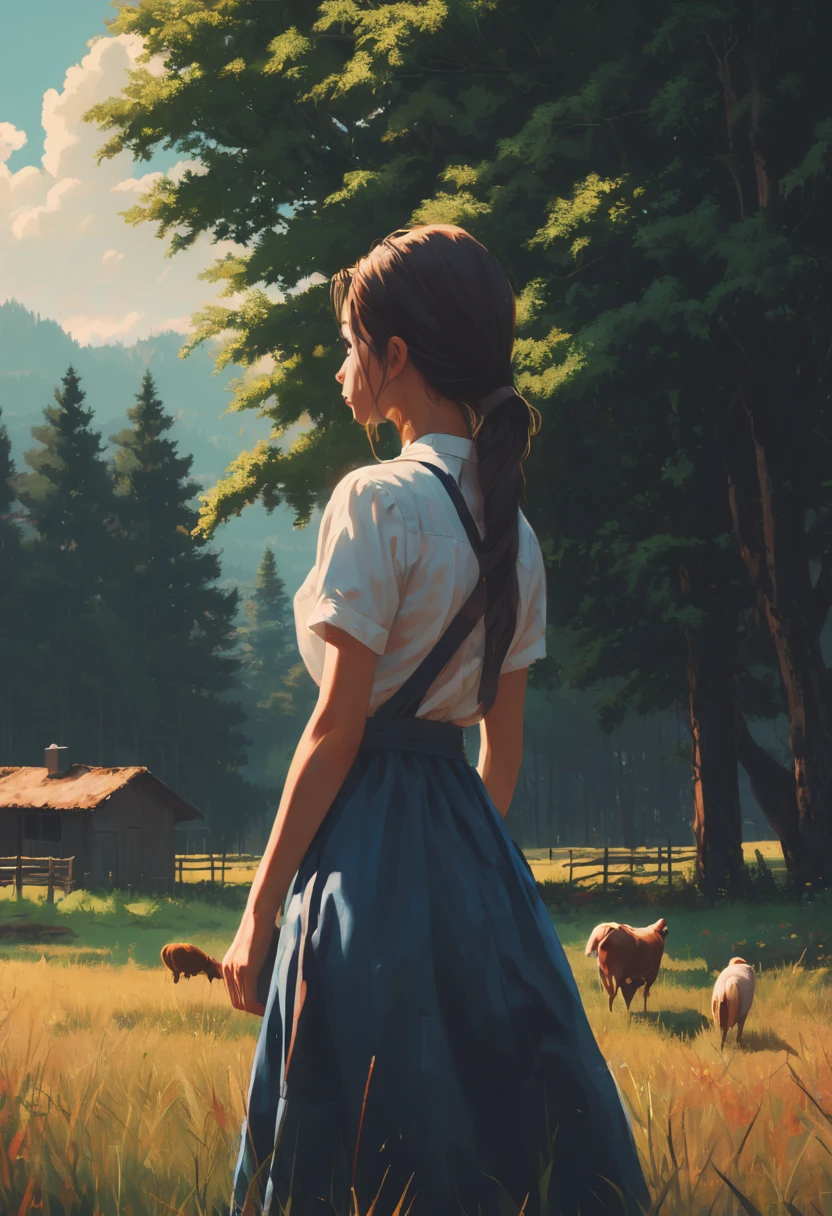 35mm photo, a Country girl, by Alena Aenami, best quality, masterpiece, 8k