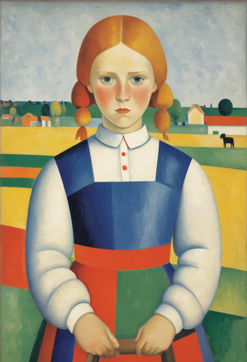 a Country girl, by Malevich, best quality, masterpiece, 8k