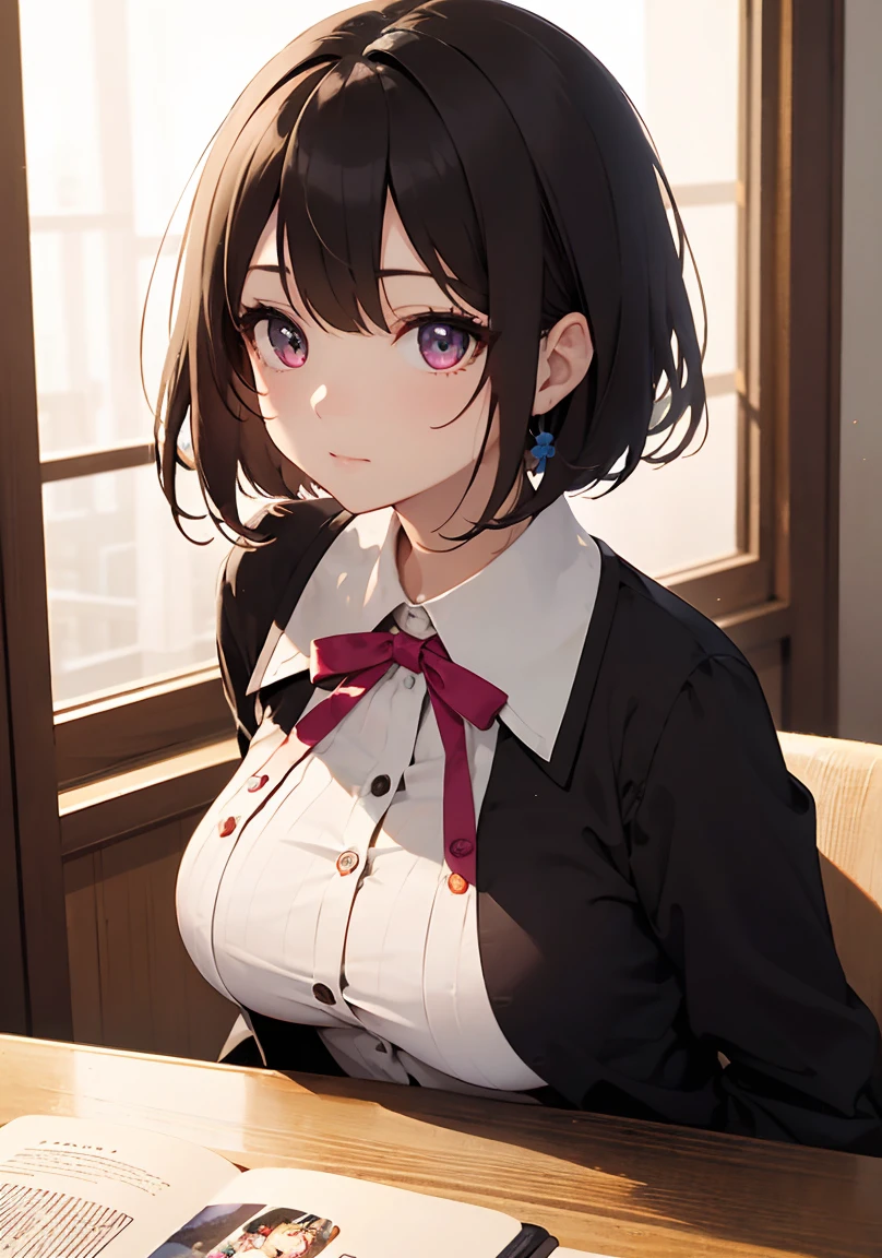 masterpiece, absurdres, best quality, ultra detailed, high Resolution, detailed illustration, extremely beautiful detailed face and eyes, bright colour, 1girl, (loli), cute face, Delicate beautiful face, magenta eyes, cute eyes, sparkling eyes, big eyes, medium breasts, (perky breasts:1.1), (pointy breasts:1.1), medium hips, glamorous body, white skin, happy, BREAK, long bob cut, (blonde hair:0.8), messy hair, detailed hair, shiny hair, BREAK Kyudo uniform, tiny ribbon, Kyudo hall, real world, natural lights, perfect lighting,